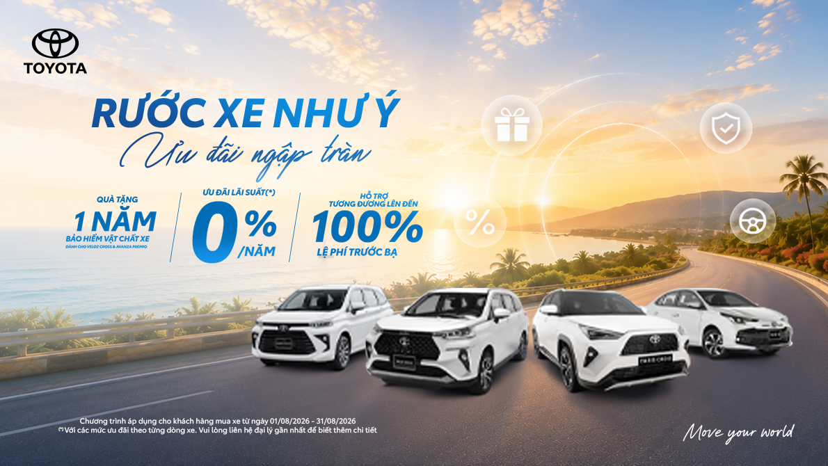 Toyota Việt Nam công bố chương trình ưu đãi cho khách hàng mua xe tháng 8/2026