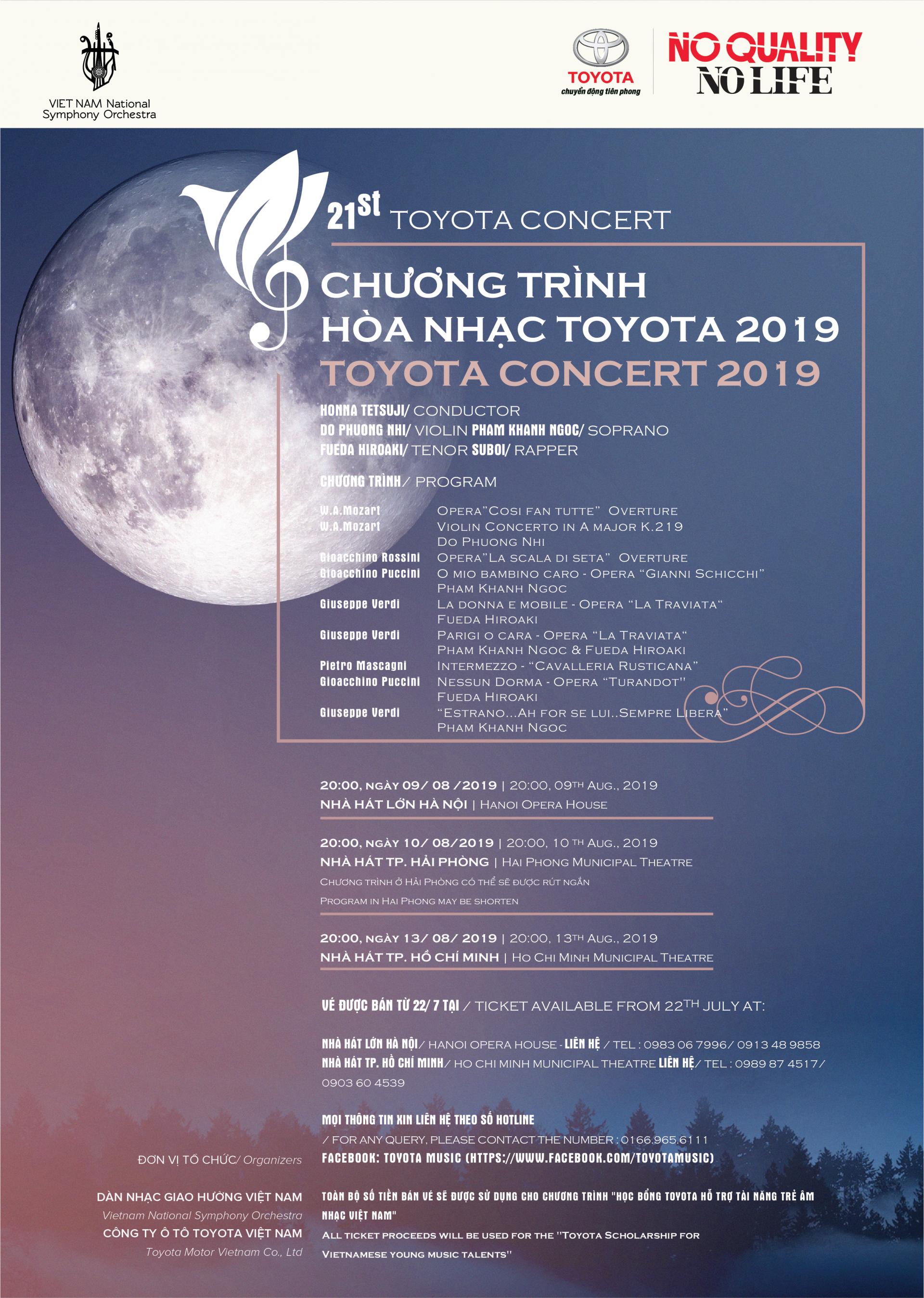 Hòa nhạc Toyota 2019 sẽ đến với khán thính giả tại Hà Nội, Thành phố Hồ Chí Minh và Hải Phòng