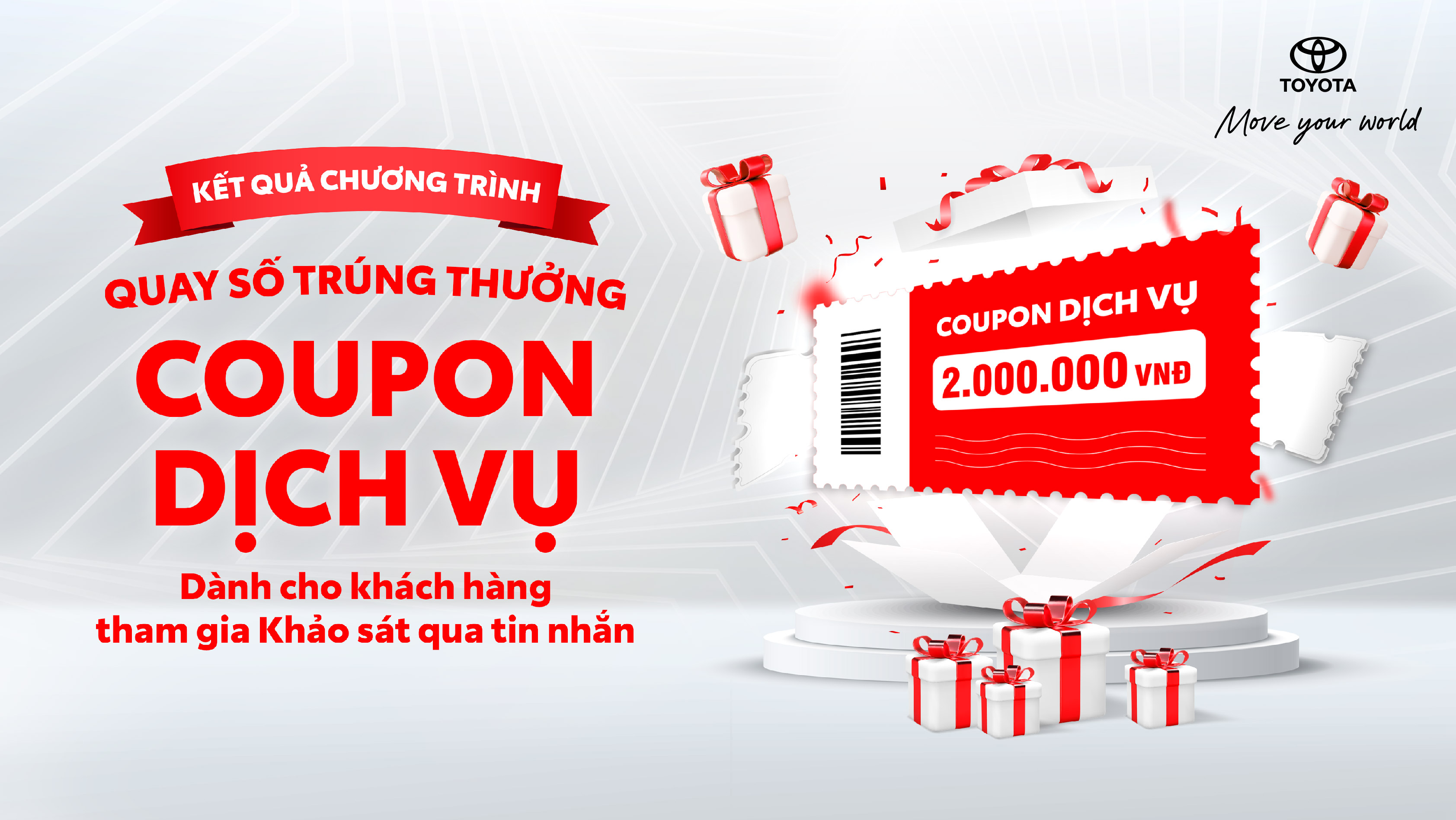 Kết quả quay số trúng thưởng coupon dịch vụ cho khách hàng làm khảo sát qua tin nhắn của Toyota Việt Nam tháng 5 năm 2023