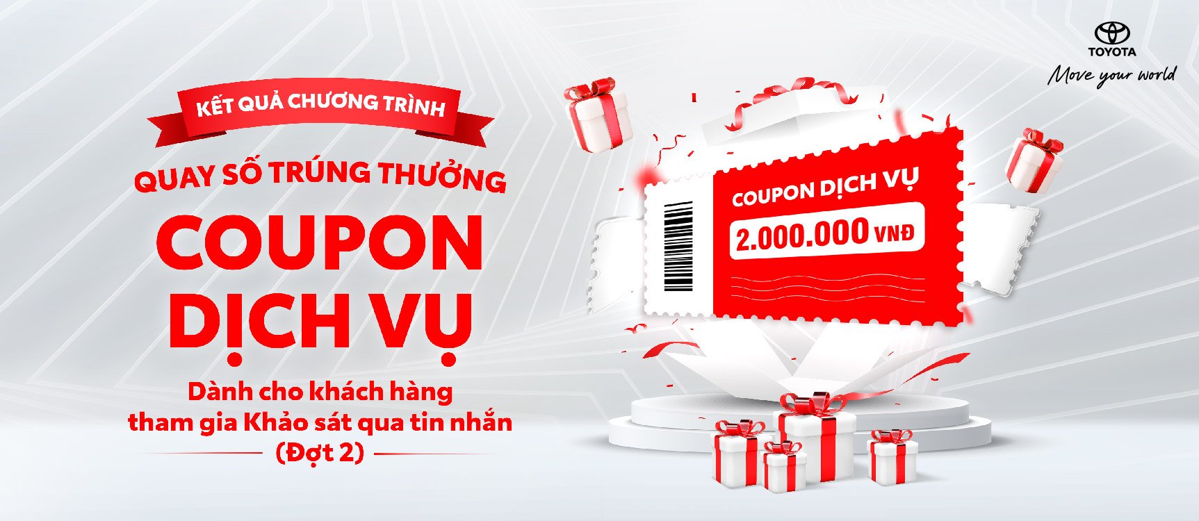 Toyota Việt Nam thông báo kết quả quay số trúng thưởng coupon dịch vụ cho khách hàng làm khảo sát qua tin nhắn đợt 2 