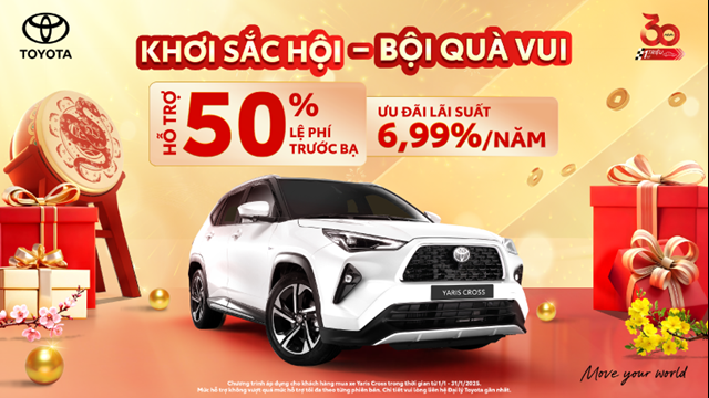 TOYOTA VIỆT NAM TIẾP TỤC TRIỂN KHAI CHƯƠNG TRÌNH KHUYẾN MẠI CHO YARIS CROSS TRONG THÁNG 1/2025 VÀ KHUYẾN MẠI GIA HẠN BẢO HÀNH CHO CÁC MẪU XE TOYOTA TRONG NĂM 2025