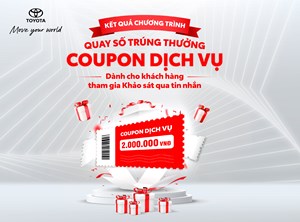 Kết quả quay số trúng thưởng coupon dịch vụ cho khách hàng làm khảo sát qua tin nhắn của Toyota Việt Nam tháng 6 năm 2023