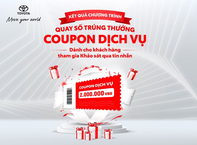 Kết quả quay số trúng thưởng coupon dịch vụ cho khách hàng làm khảo sát qua tin nhắn của Toyota Việt Nam tháng 6 năm 2023