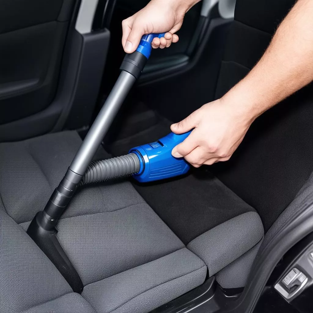Hút bụi loại bỏ bụi bẩn và mảnh vụn trên bề mặt ghế nỉ ô tô
