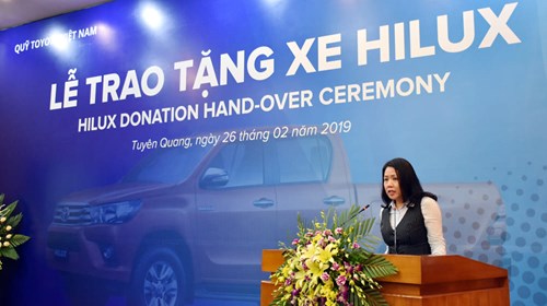 Bà Đỗ Thu Hoàng - Chủ tịch Quỹ Toyota VN phát biểu​