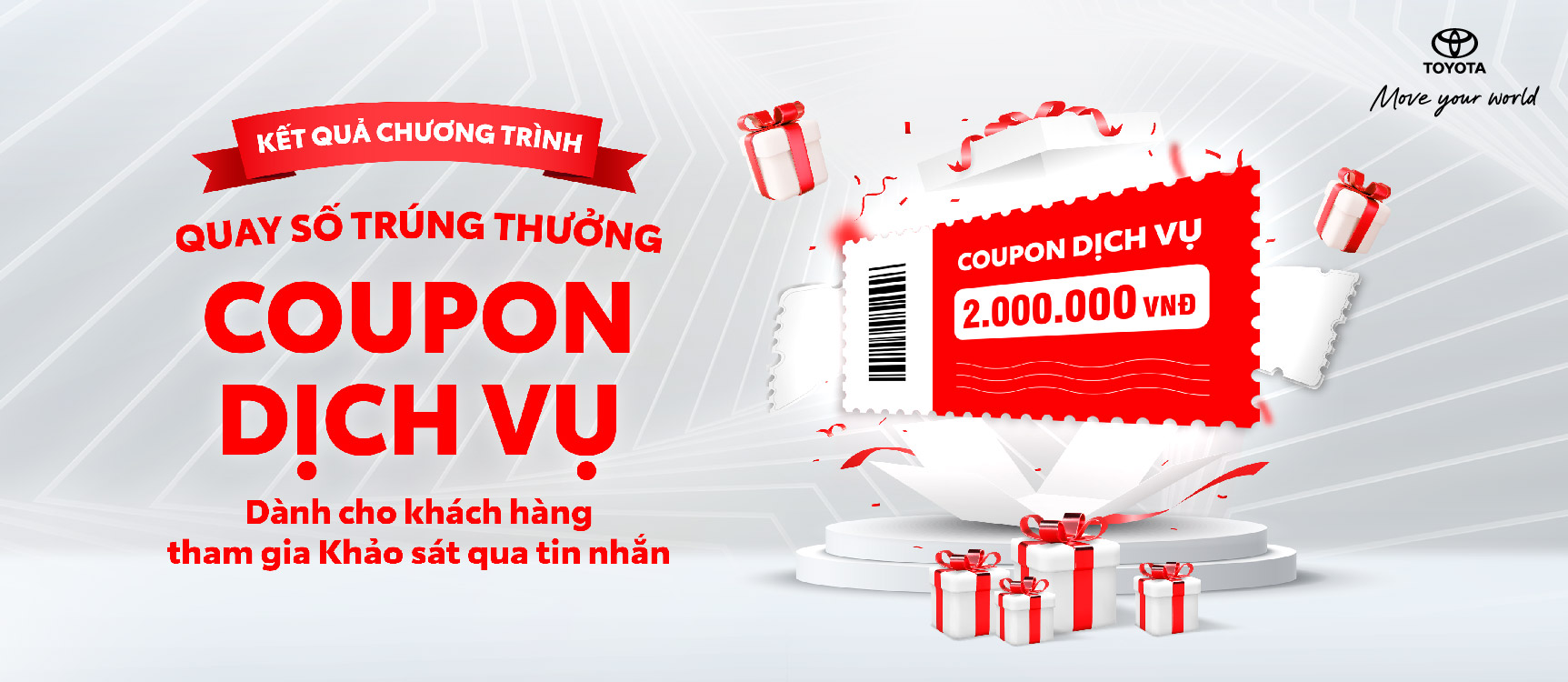 Kết quả quay số trúng thưởng coupon dịch vụ cho khách hàng làm khảo sát qua tin nhắn của Toyota Việt Nam tháng 4 năm 2023