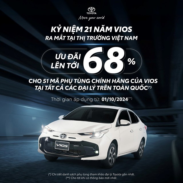 Toyota triển khai khuyến mãi LỚN "Giảm giá phụ tùng xe Vios"
