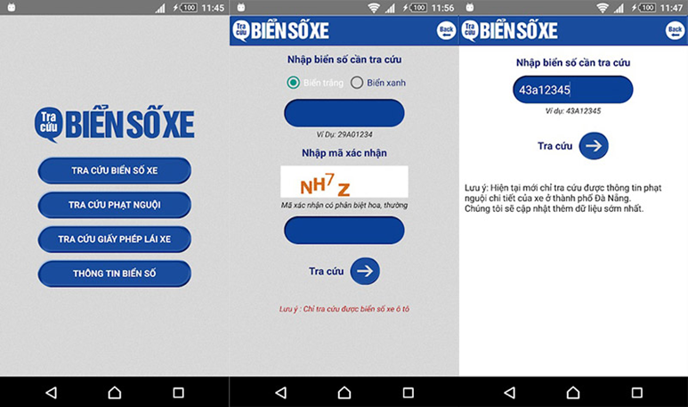 Tra cứu biển số xe ô tô qua ứng dụng
