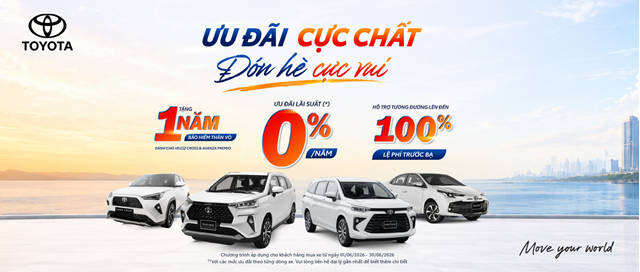 Toyota Việt Nam cùng hệ thống đại lý triển khai chương trình khuyến mại tháng 6/2026
